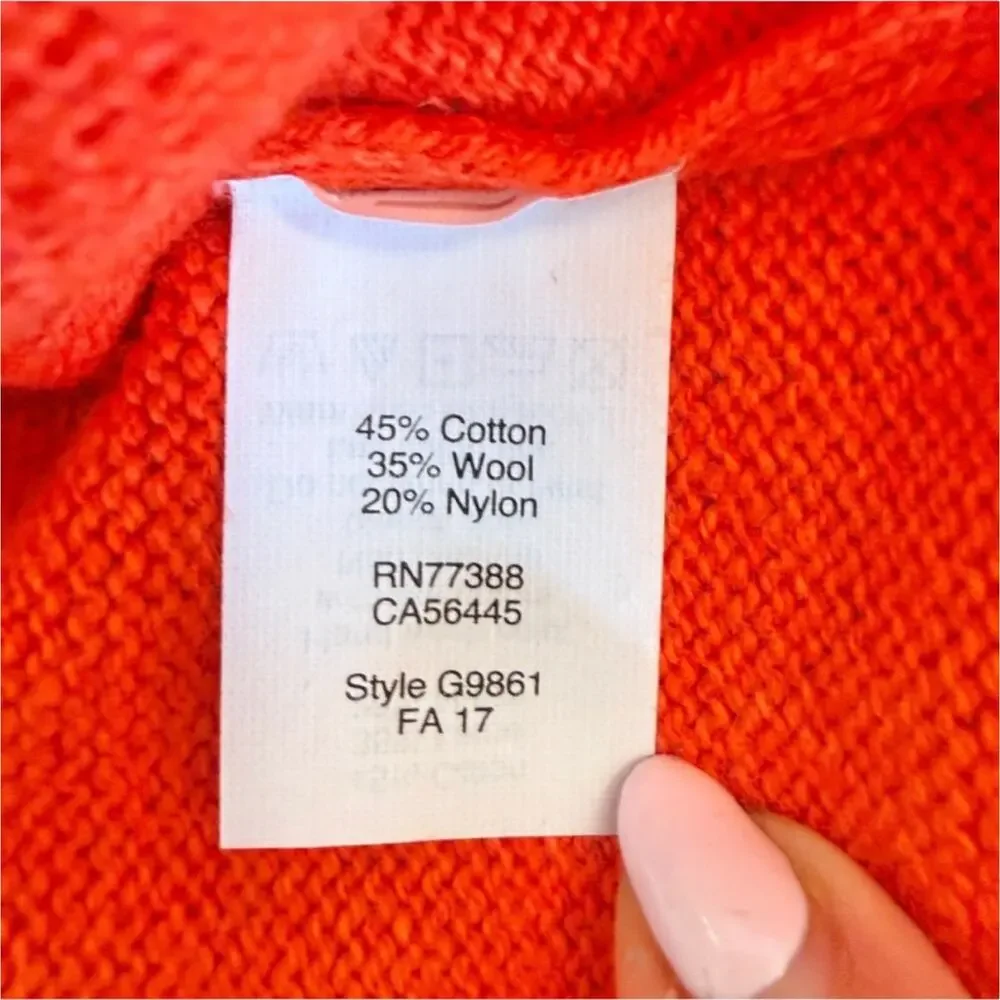 J. Crew Orange Tangerine Wool Blend Crew Neck Flared Cuff Sleeve Sweater Size S